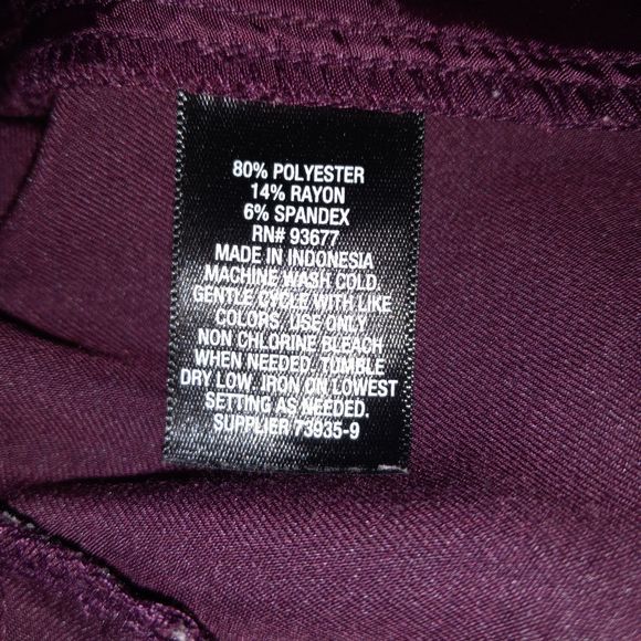 Worthington Trousers With Split Hems Pants Womens Size 14 Wine Pants Career Work - Picture 9 of 13